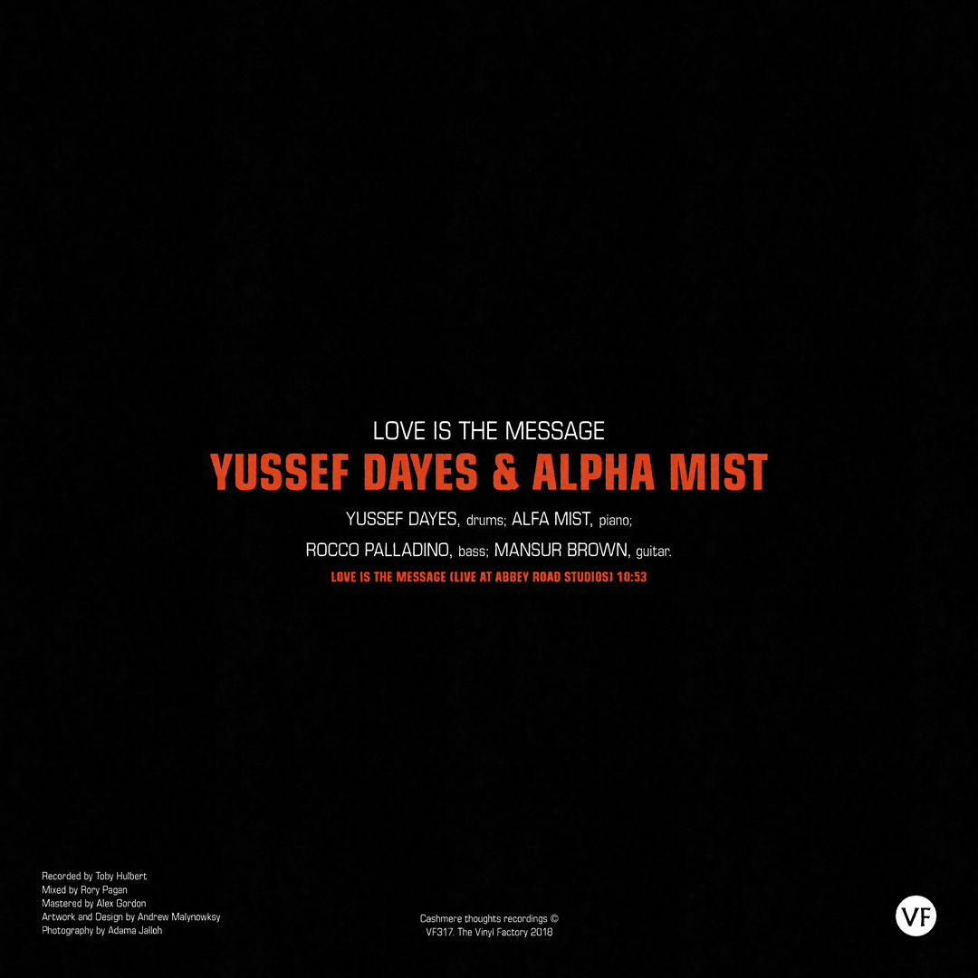 Back cover for Love is the Message Vinyl by Yussed Dayes and Alpha Mist